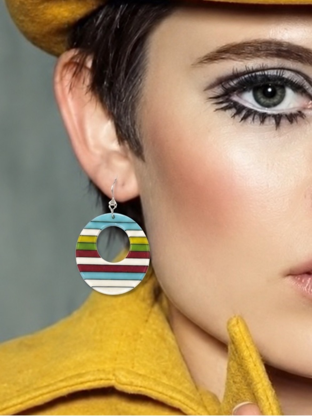 Vintage French Lucite & Sterling Silver Dangle Earrings Upcycled 70s